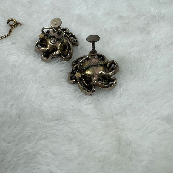 Holycraft Signed 1952 Vintage Jewelry Set Rhinestone Bracelet Earrings - Picture 6 of 8